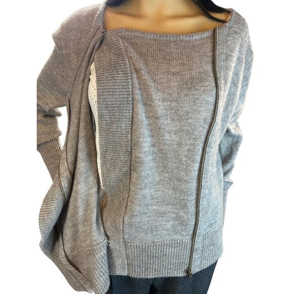 J.Crew Front Zip Long Sleeve Sweater in‎ Heather Sandstone Size Small - Picture 3 of 7